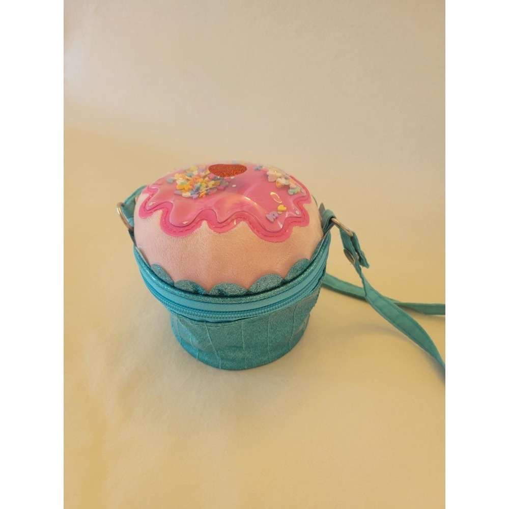 Claire's Club Girls Glitter Blue Cupcake Shoulder Bag Crossbody 5.5W x 4.5H x 4D - Picture 3 of 5